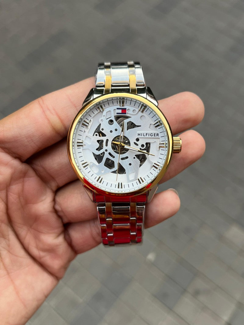 Tommy Hilfige r Chain Automatic Two Tone White Dial