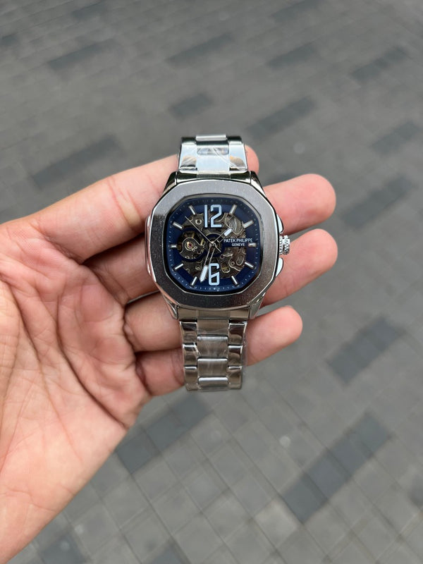 Patek Phillip e Nautilus Auto Silver Blue Chain