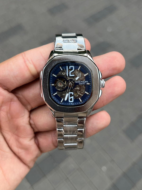 Patek Phillip e Nautilus Auto Silver Blue Chain