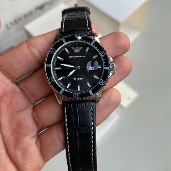 Emporio Arman_i Diver Black Leather