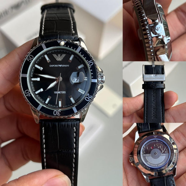 Emporio Arman_i Diver Black Leather