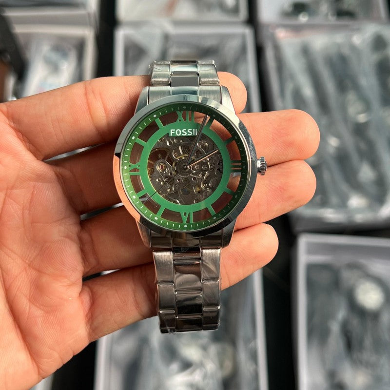 Fossi l Townsman Chain Silver Green Main image