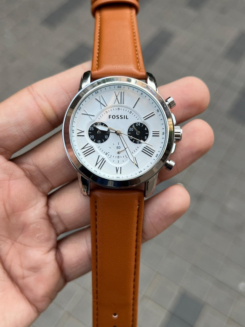 Fossi l Grant Leather silver brown