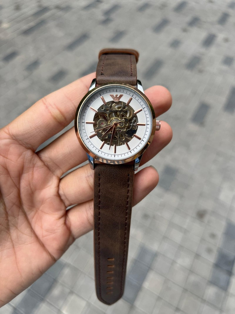 Emporio Arman i Automatic Leather Brown