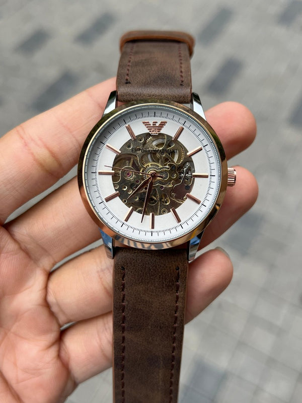 Emporio Arman i Automatic Leather Brown