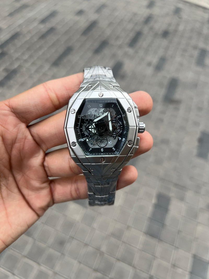 Hublo t Big Bang Sang Bleu Chain Silver