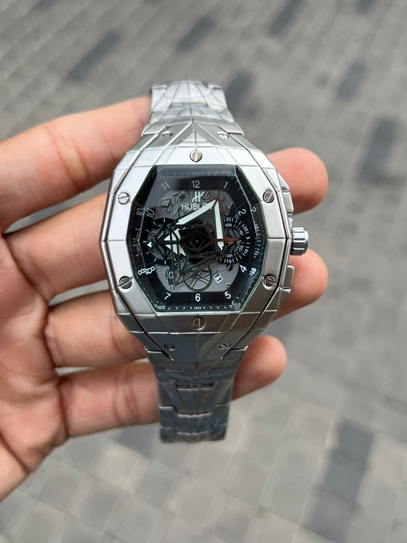 Hublo t Big Bang Sang Bleu Chain Silver