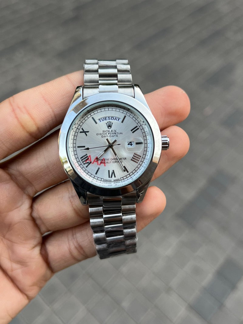 Role x Day Date Silver Quartz