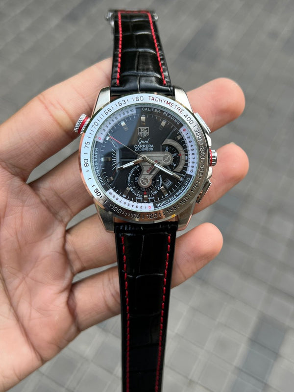 Tag Heuer Calibre 36 Leather Silver Black