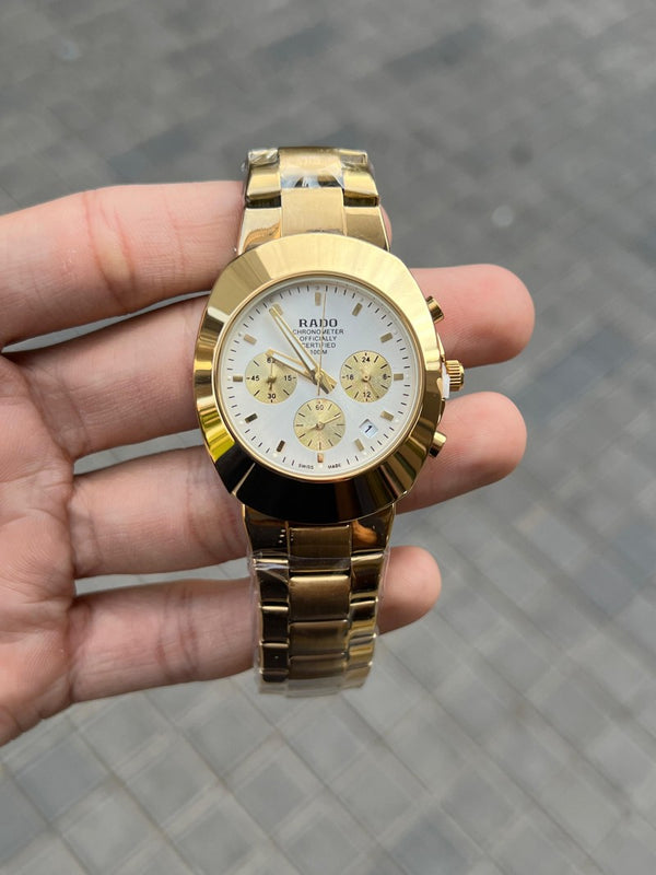 Rad o 100M Chronograph Gold White dial