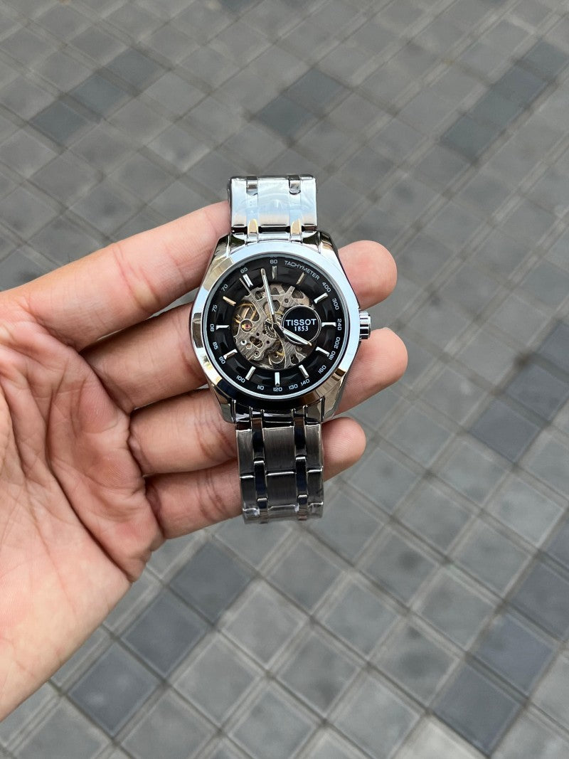 Tisso t 1853 Skeleton Automatic Silver Black