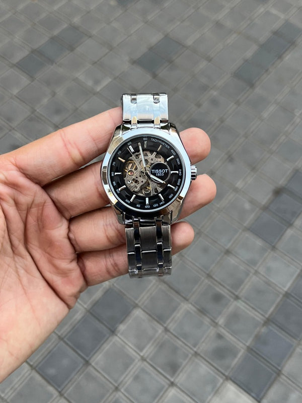 Tisso t 1853 Skeleton Automatic Silver Black