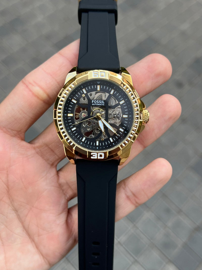 Fossi l Bronson Automatic Black Gold Silicon