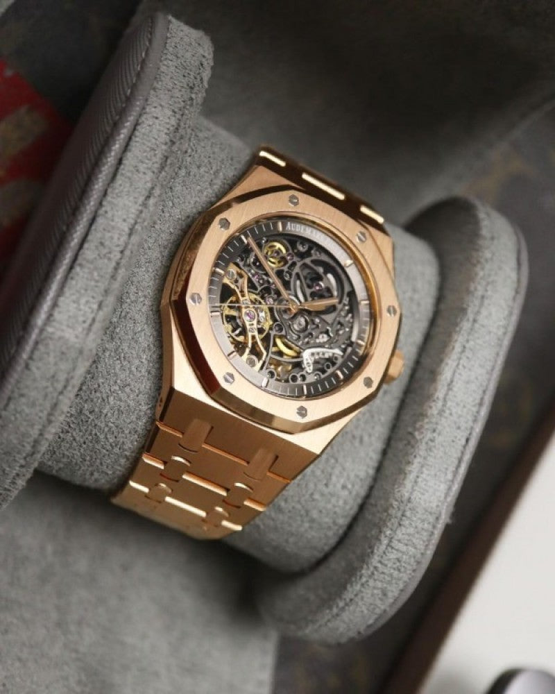 Audemars Pigue t Royal Oak Skeleton Rose Gold Black Premium