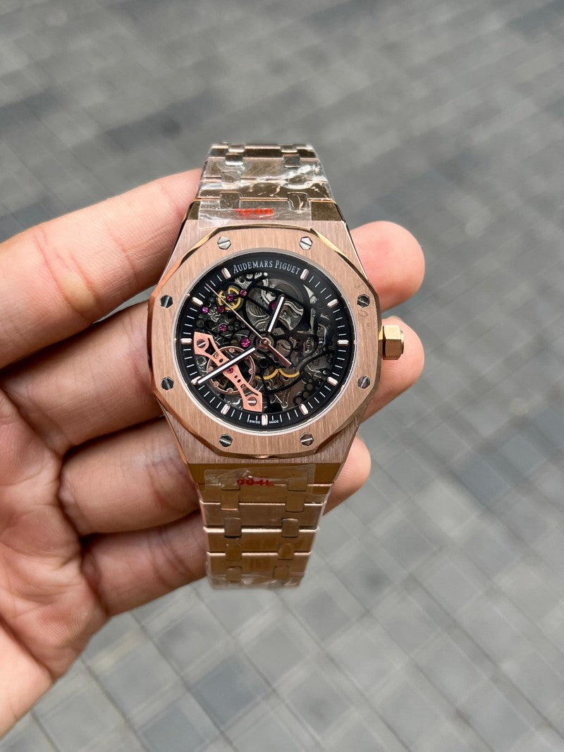 Audemars Pigue t Royal Oak Skeleton Rose Gold Black Premium