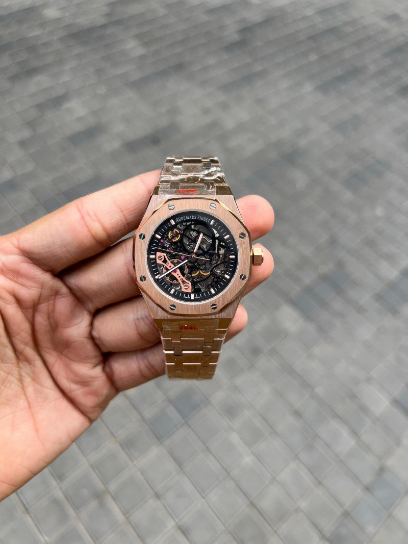 Audemars Pigue t Royal Oak Skeleton Rose Gold Black Premium