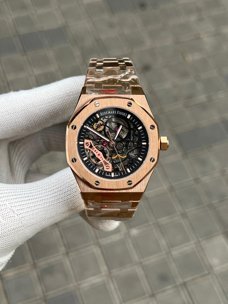 Audemars Pigue t Royal Oak Skeleton Rose Gold Black Premium