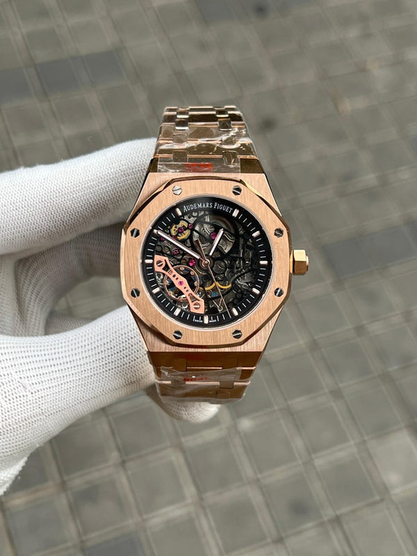 Audemars Pigue t Royal Oak Skeleton Rose Gold Black Premium