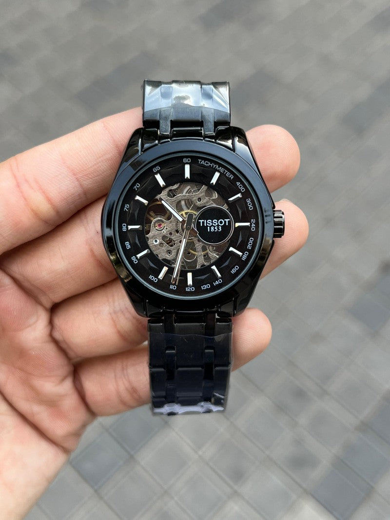 Tisso t 1853 Skeleton Automatic Chain Full Black
