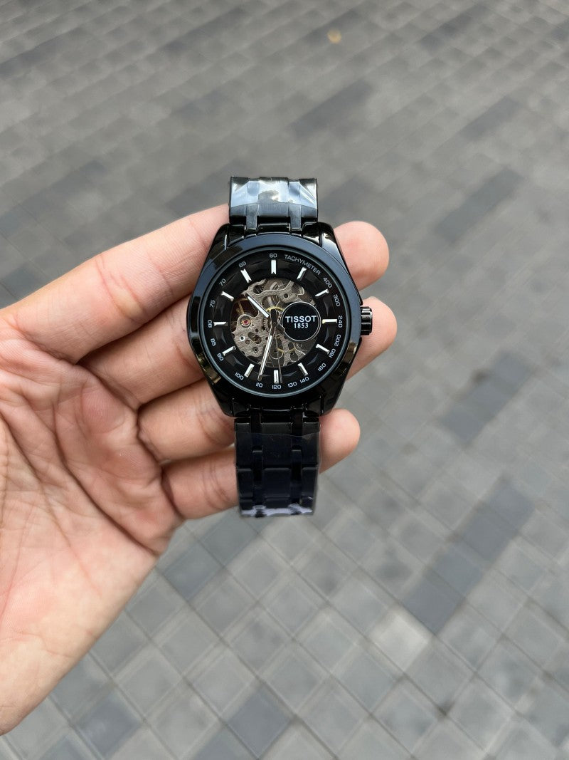 Tisso t 1853 Skeleton Automatic Chain Full Black