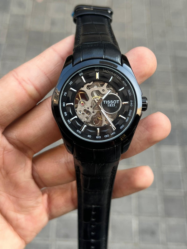 Tisso t 1853 Skeleton Automatic Full Black leather