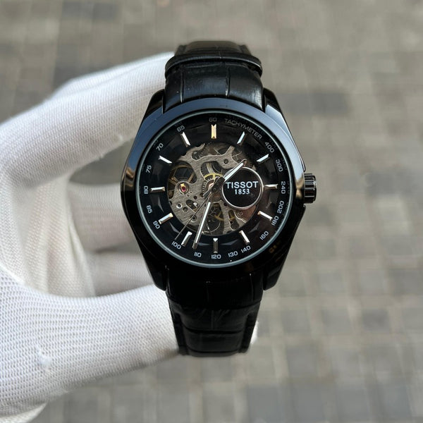 Tisso t 1853 Skeleton Automatic Full Black leather