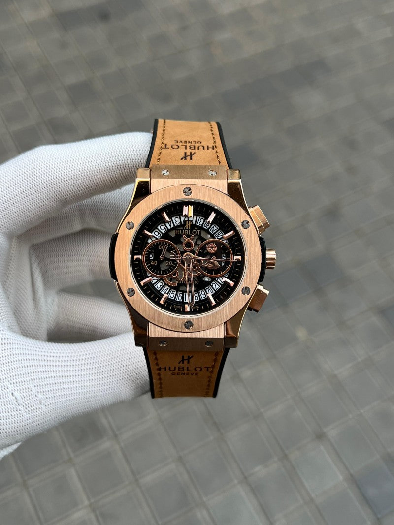 Hublo t Big Bang Calendar Tan RoseGold