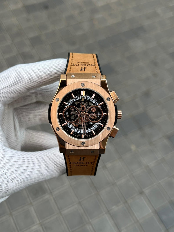 Hublo t Big Bang Calendar Tan RoseGold
