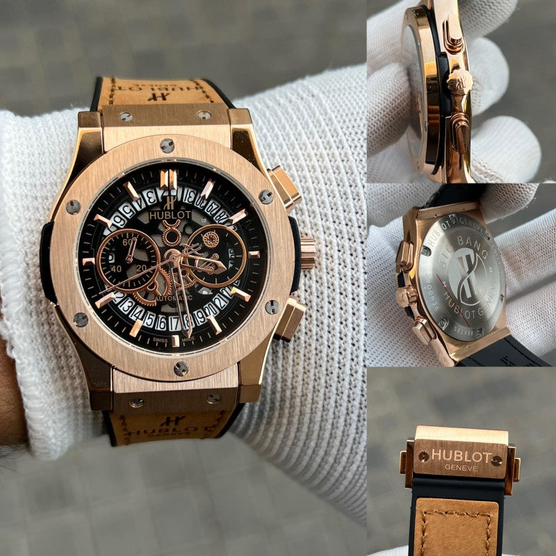 Hublo t Big Bang Calendar Tan RoseGold