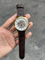 Fossi l Skeleton Automatic Gold Brown Leather