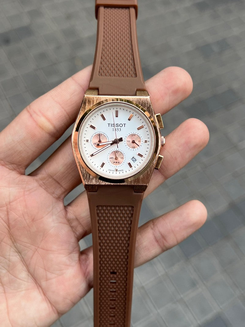 Tisso t PRX Chronograph Silicon Rose Gold Brown Secondary image