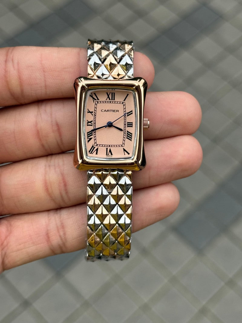 Cartie r Square Women s Two Tone Pink Dial