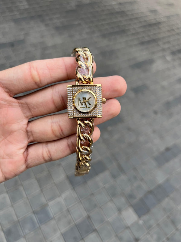 Michael Kor s Chain Lock Golden White Womens
