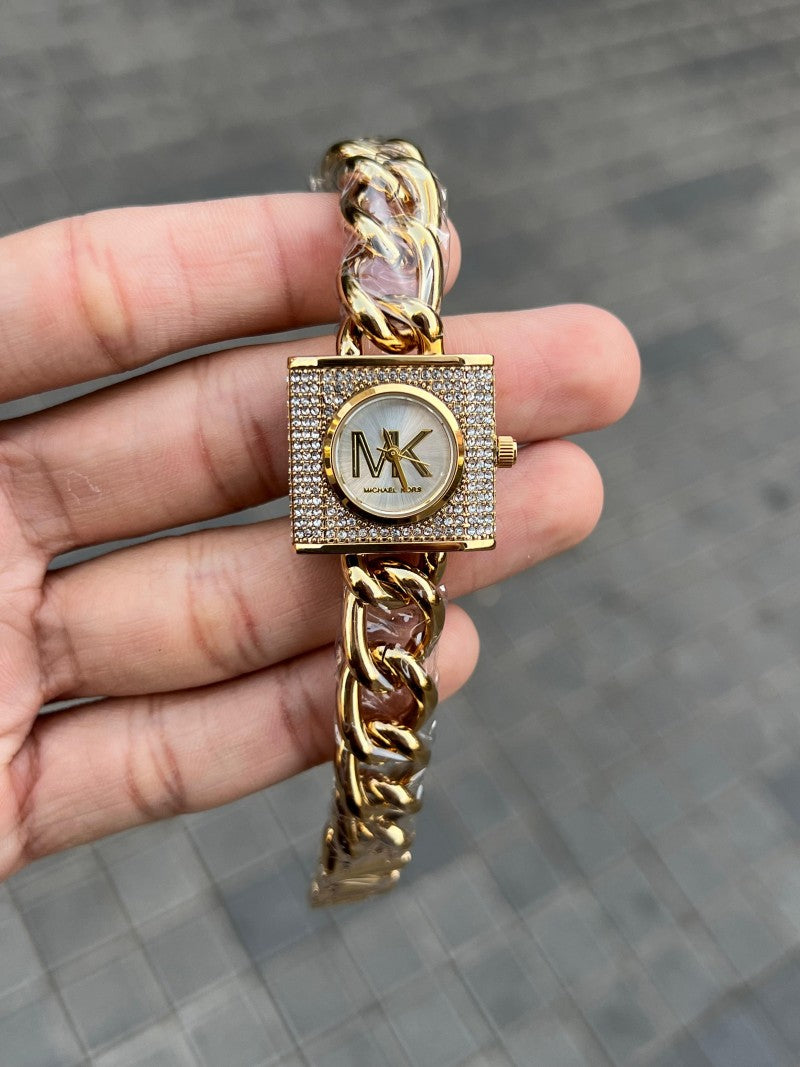 Michael Kor s Chain Lock Golden White Womens
