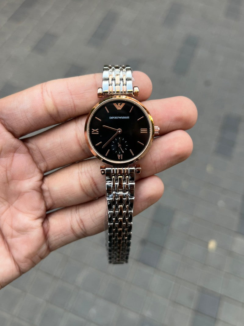 Emporio Arman i Women s Two Tone Black Dial