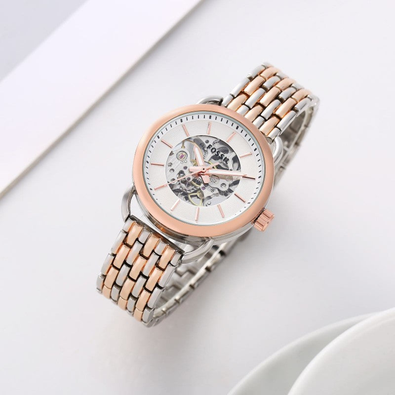 Fossi l Women s Automatic Two Tone White Dial