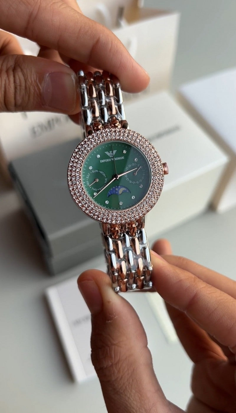 Emporio Arman i Women s Chronograph Two Tone Green Dial