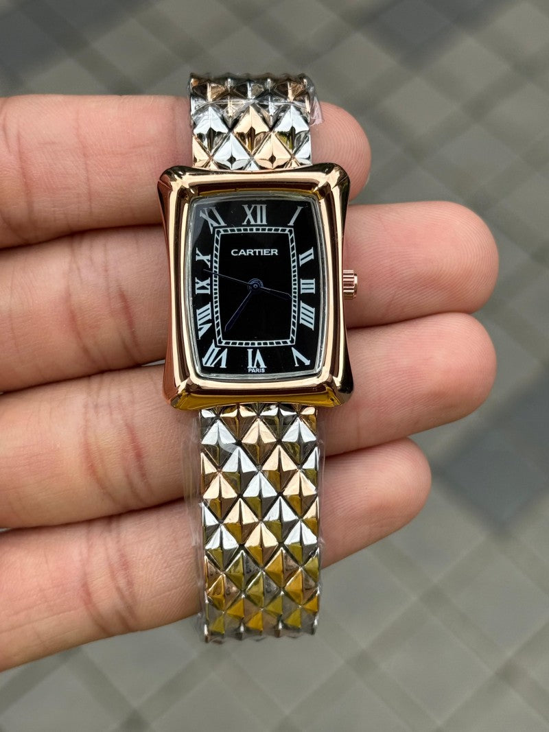 Cartie r Square Women s Two Tone Black Dial