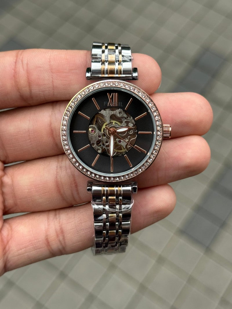 Fossi l Tillie Automatic Womens Two Tone Black Dial