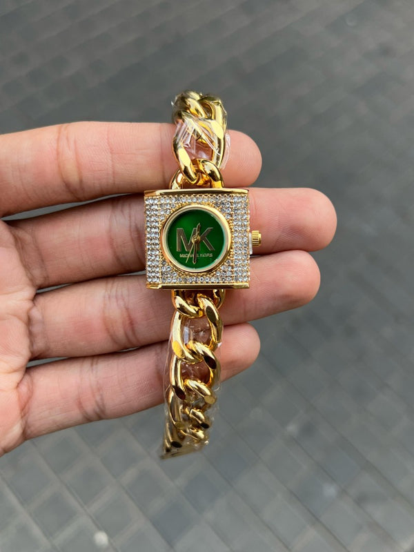 Michael Kor s Chain lock Gold Green