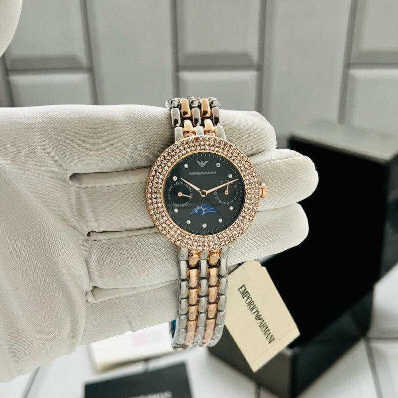 Emporio Arman i Women s Chronograph Two Tone Black Dial