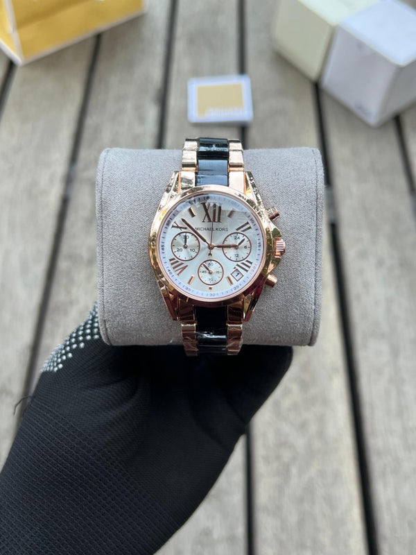 Michael Kor s Black Rose gold Two tone White Dial
