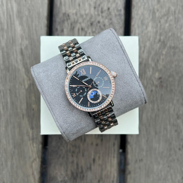 Fossi l Chronograph Dual tone Black Dial