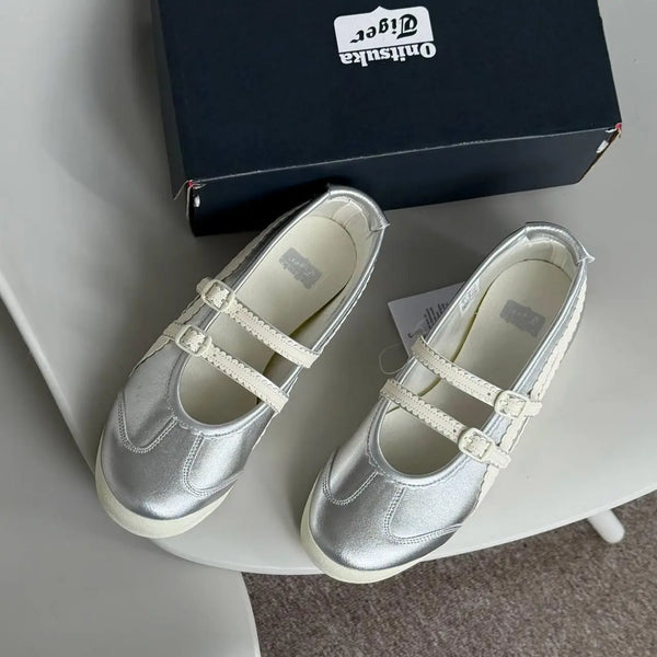 Onitsuka Tiger Mexico 66 TGRS Silver  Cream  7A Premium Ladies Sneakers D-2092