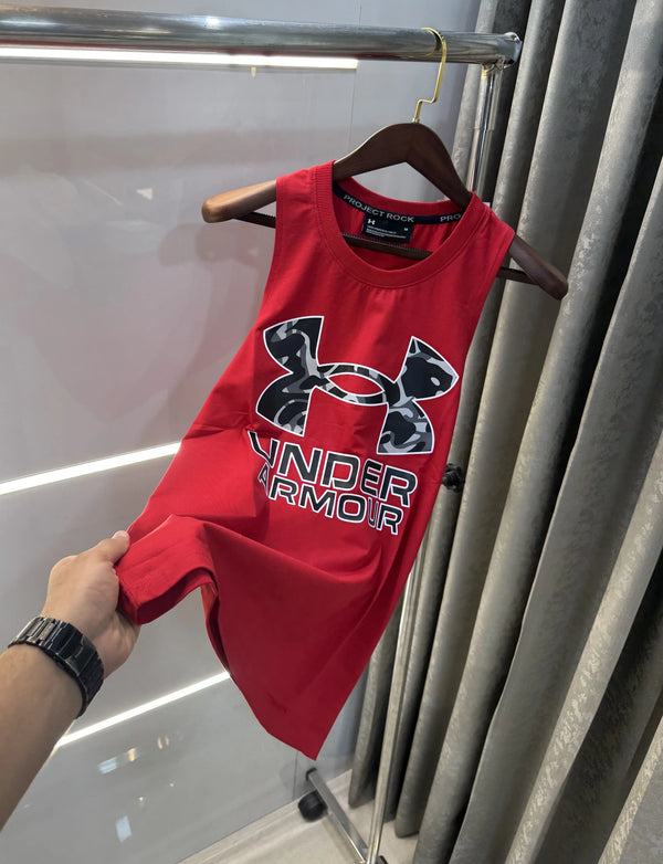 Under Armou r Red Logo Print Premium Sando