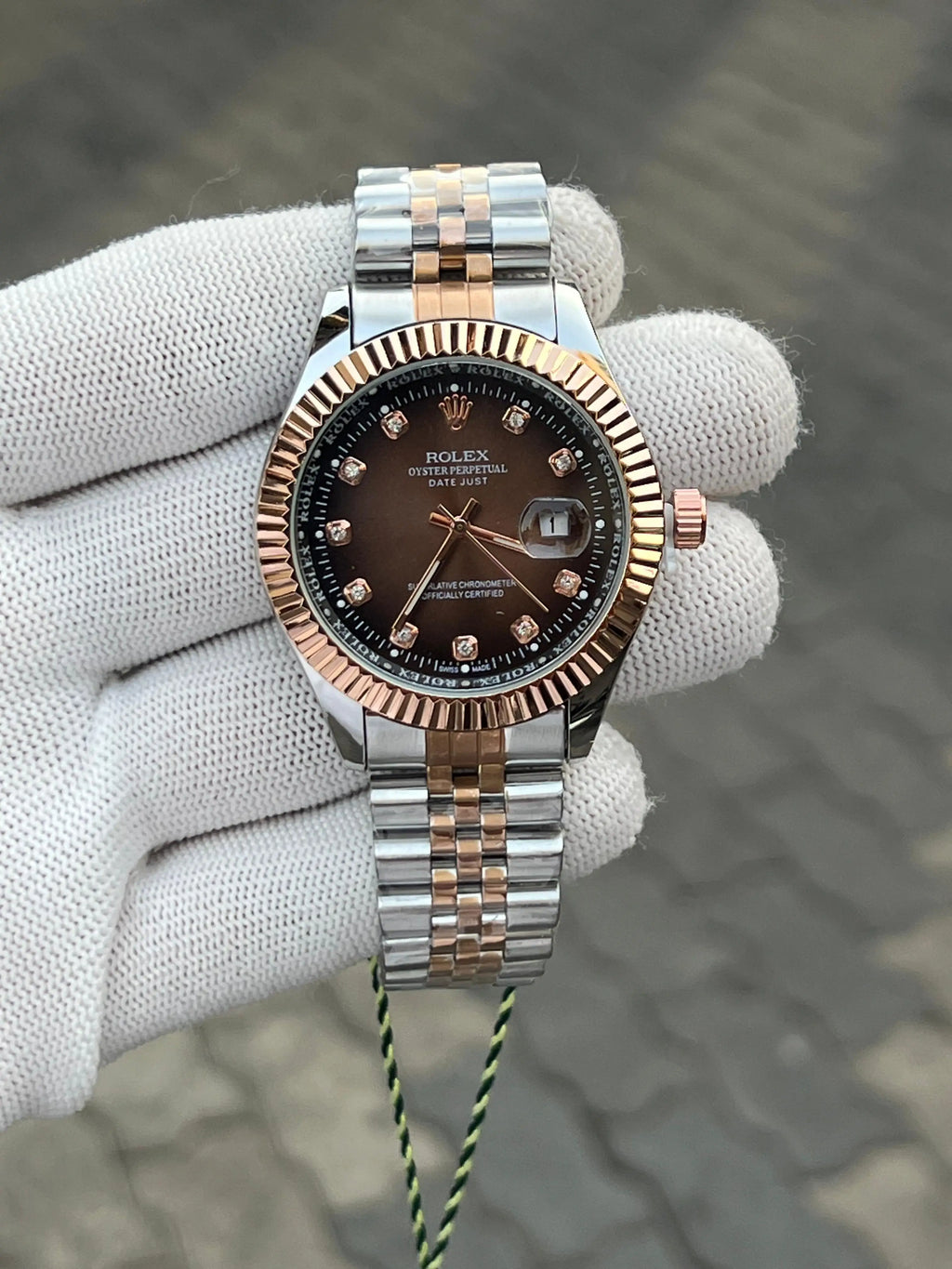 Rolex Date Two Tone Diamond Jubli Chain
