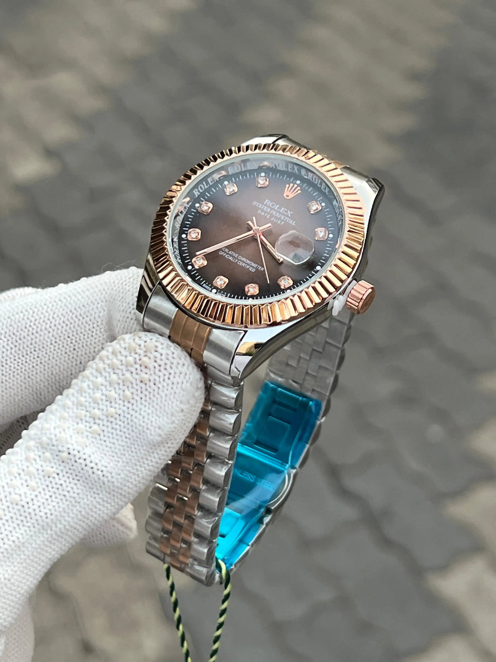 Rolex Date Two Tone Diamond Jubli Chain