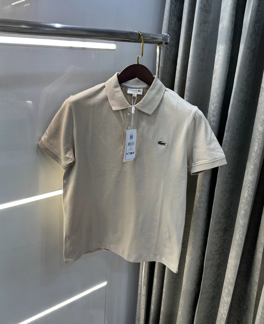 Lacost e Beige Logo Work Premium Polo T-Shirt