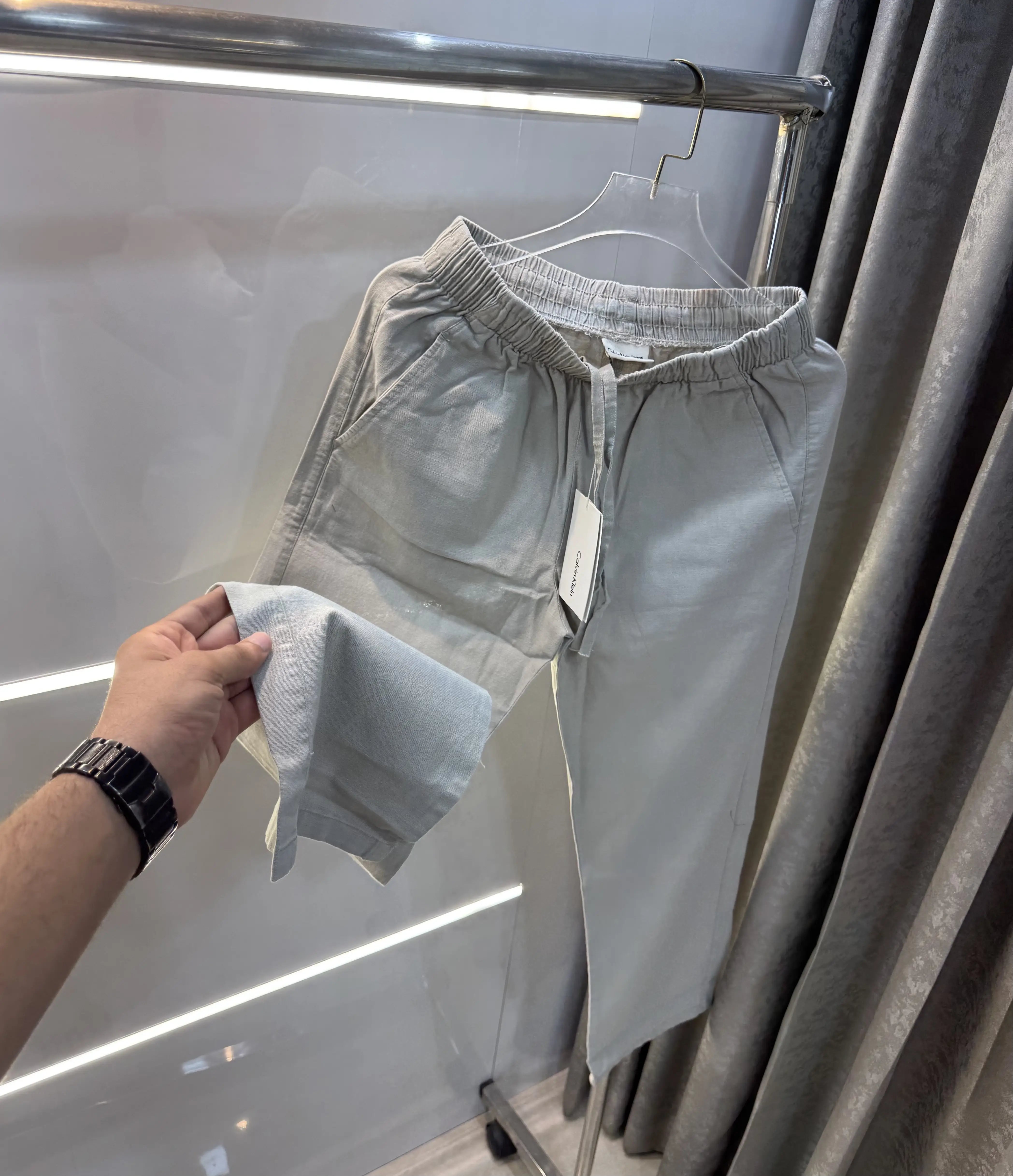 Calvin Klein Grey Premium Linen Trouser Secondary image