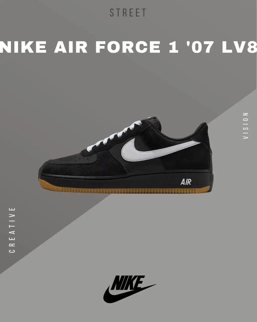 Nike_Airforce 1 07 LV8 Low Black White Gum Shoes